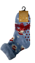 Christmas Design Bed Brushed Socks With Gripper Blue