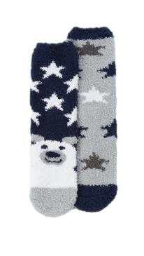 2 Pack Christmas Cosy Socks With Gripper Navy