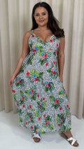 CurveWow Wrap Bust Maxi Dress Spot Palm Print