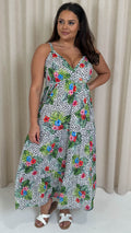 CurveWow Wrap Bust Maxi Dress Spot Palm Print