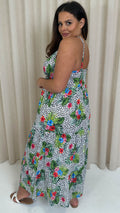 CurveWow Wrap Bust Maxi Dress Spot Palm Print