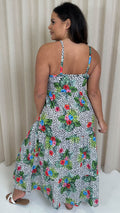 CurveWow Wrap Bust Maxi Dress Spot Palm Print