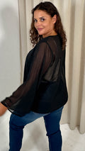 CurveWow V Neck Blouse Black