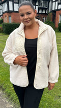 CurveWow Borg Teddy Jacket Cream