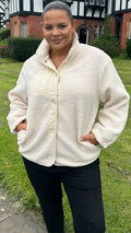 CurveWow Borg Teddy Jacket Cream