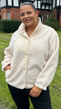 CurveWow Borg Teddy Jacket Cream