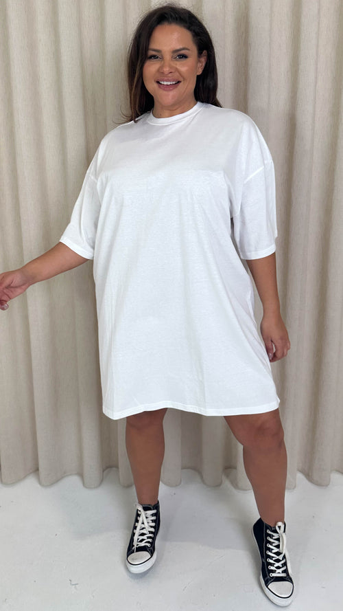 CurveWow Oversized T-Shirt Dress White