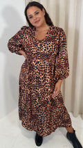 CurveWow Button Front Dress Leopard