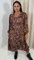 CurveWow Button Front Dress Leopard