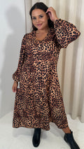 CurveWow Button Front Dress Leopard