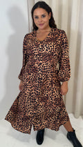 CurveWow Button Front Dress Leopard