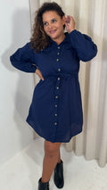 CurveWow Utility Shirt Dress Navy