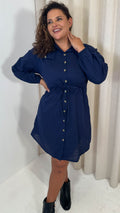 CurveWow Utility Shirt Dress Navy