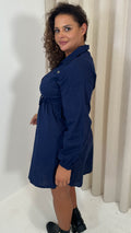 CurveWow Utility Shirt Dress Navy