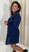 CurveWow Utility Shirt Dress Navy