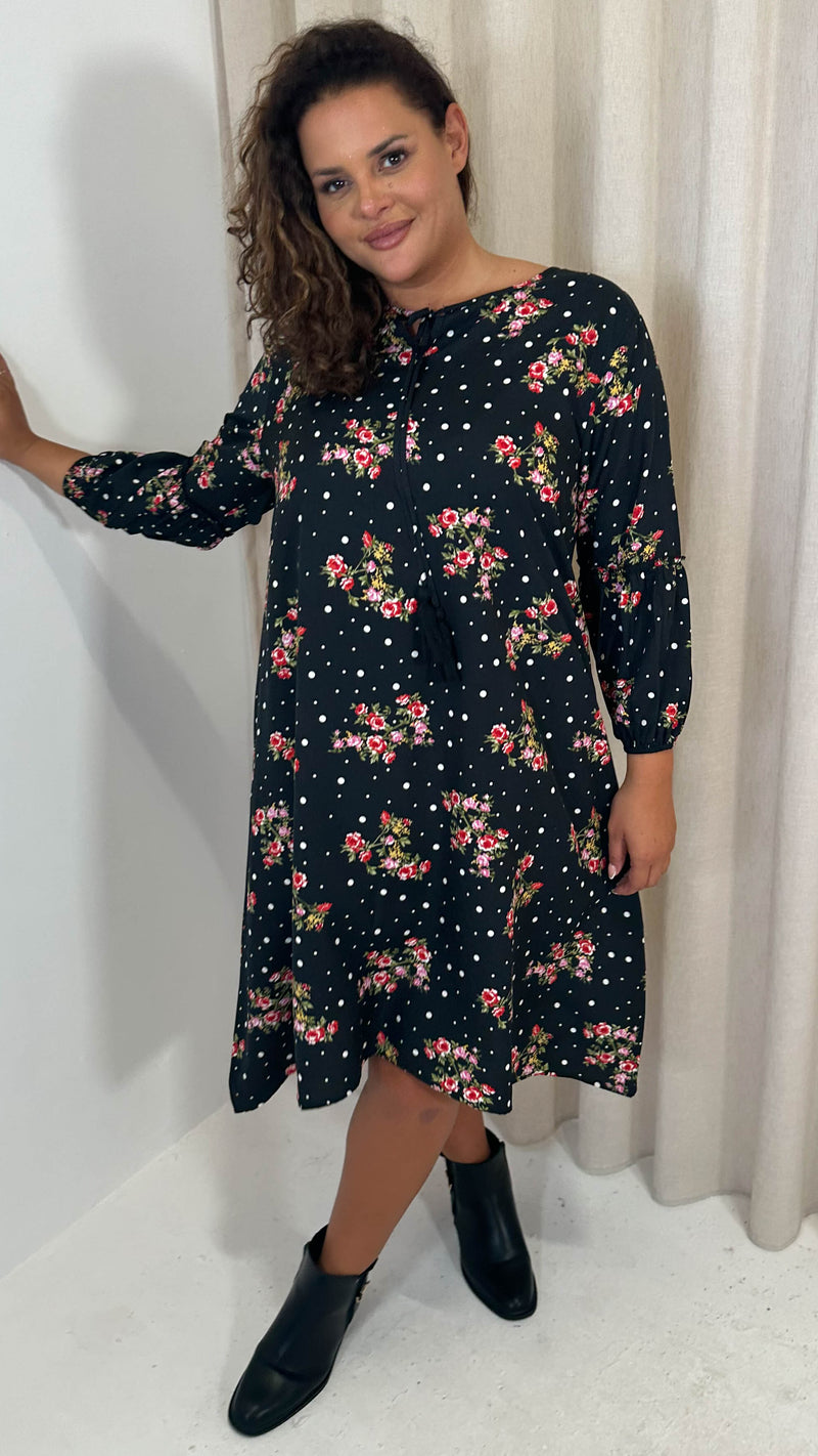 CurveWow Tassel Swing Dress Spot Floral