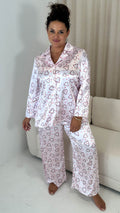 CurveWow Printed Satin Pyjama Set Heart