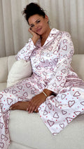 CurveWow Printed Satin Pyjama Set Heart