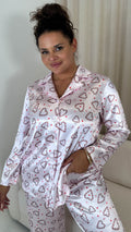 CurveWow Printed Satin Pyjama Set Heart