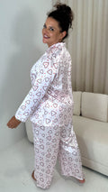 CurveWow Printed Satin Pyjama Set Heart