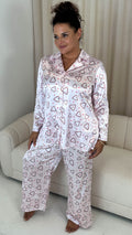 CurveWow Printed Satin Pyjama Set Heart