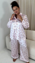 CurveWow Printed Satin Pyjama Set Heart