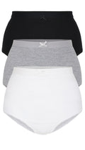 CurveWow 3 Pack Mixed Full Cotton Brief Black/Grey/White