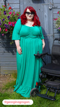 CurveWow Ruched Front Angel Sleeve Maxi Dress Green