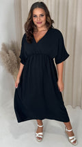 CurveWow Kimono Wrap Midaxi Dress Black