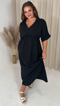 CurveWow Kimono Wrap Midaxi Dress Black