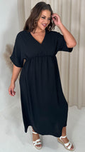 CurveWow Kimono Wrap Midaxi Dress Black