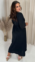 CurveWow Kimono Wrap Midaxi Dress Black