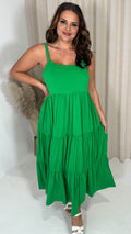 CurveWow Tiered Maxi Dress Green