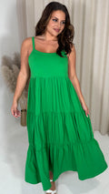 CurveWow Tiered Maxi Dress Green