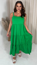 CurveWow Tiered Maxi Dress Green