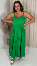 CurveWow Tiered Maxi Dress Green