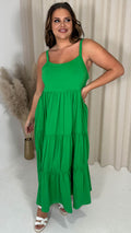 CurveWow Tiered Maxi Dress Green