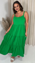 CurveWow Tiered Maxi Dress Green