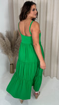 CurveWow Tiered Maxi Dress Green