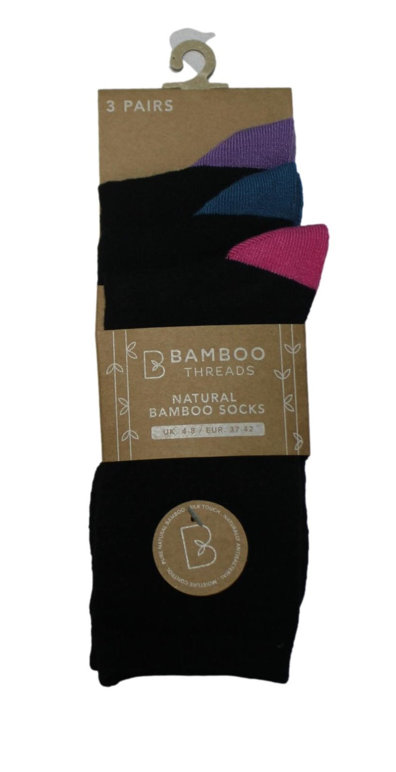 3 Pack Bamboo Heel & Toe Socks Dark