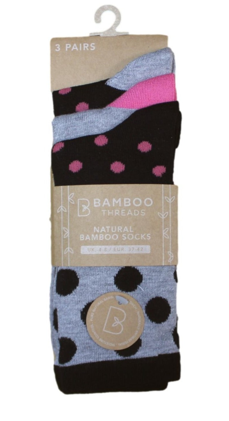 3 Pack Bamboo Assorted Socks Grey