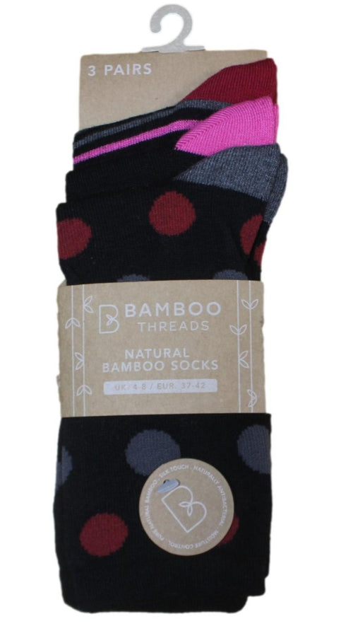 3 Pack Bamboo Assorted Socks Black