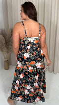 CurveWow Wrap Bust Maxi Black Tropical