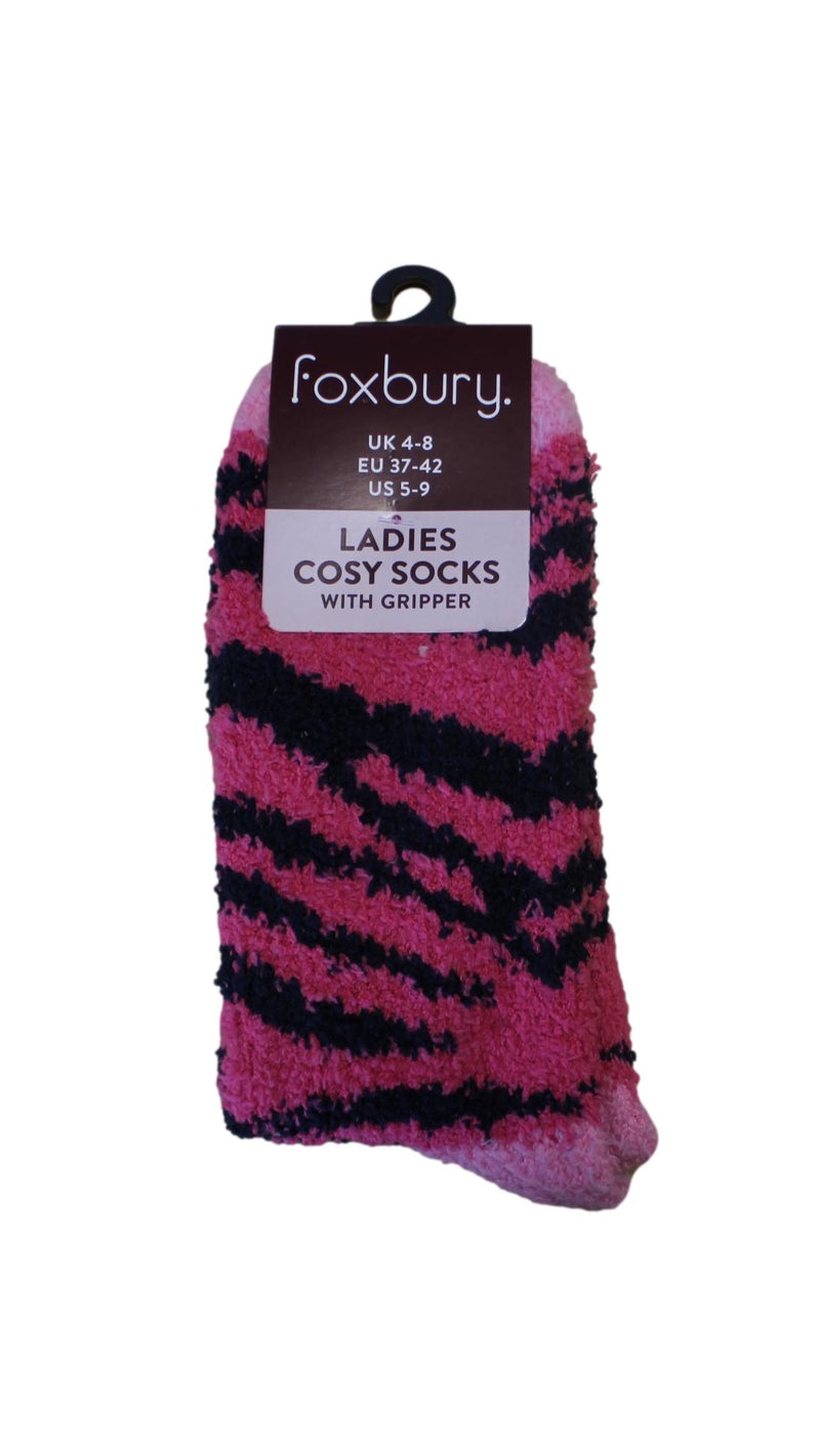 Single Pair Cosy Socks With Gripper Pink