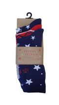 3 Pack Christmas Socks Blue/Red/Blue