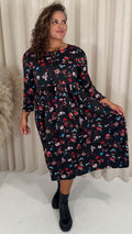 CurveWow Tassel Midaxi Dress Black Floral