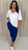 CurveWow Cropped Basic Leggings Blue