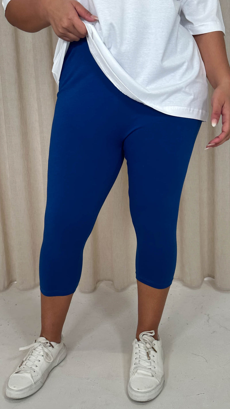 CurveWow Cropped Basic Leggings Blue