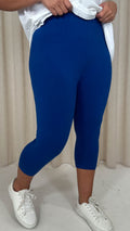 CurveWow Cropped Basic Leggings Blue