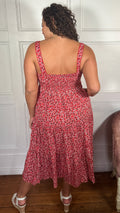 CurveWow Tiered Cami Dress Red Ditsy